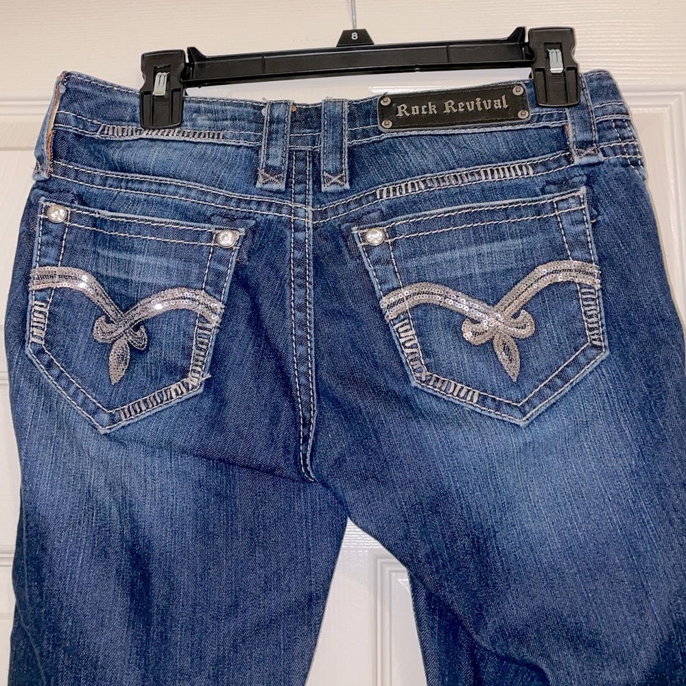 Rock Revival Silver Sparkly Buckle Jeans